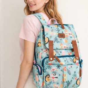 Baby diaper backpack for moms with water resistant fabric and multiple storage pockets